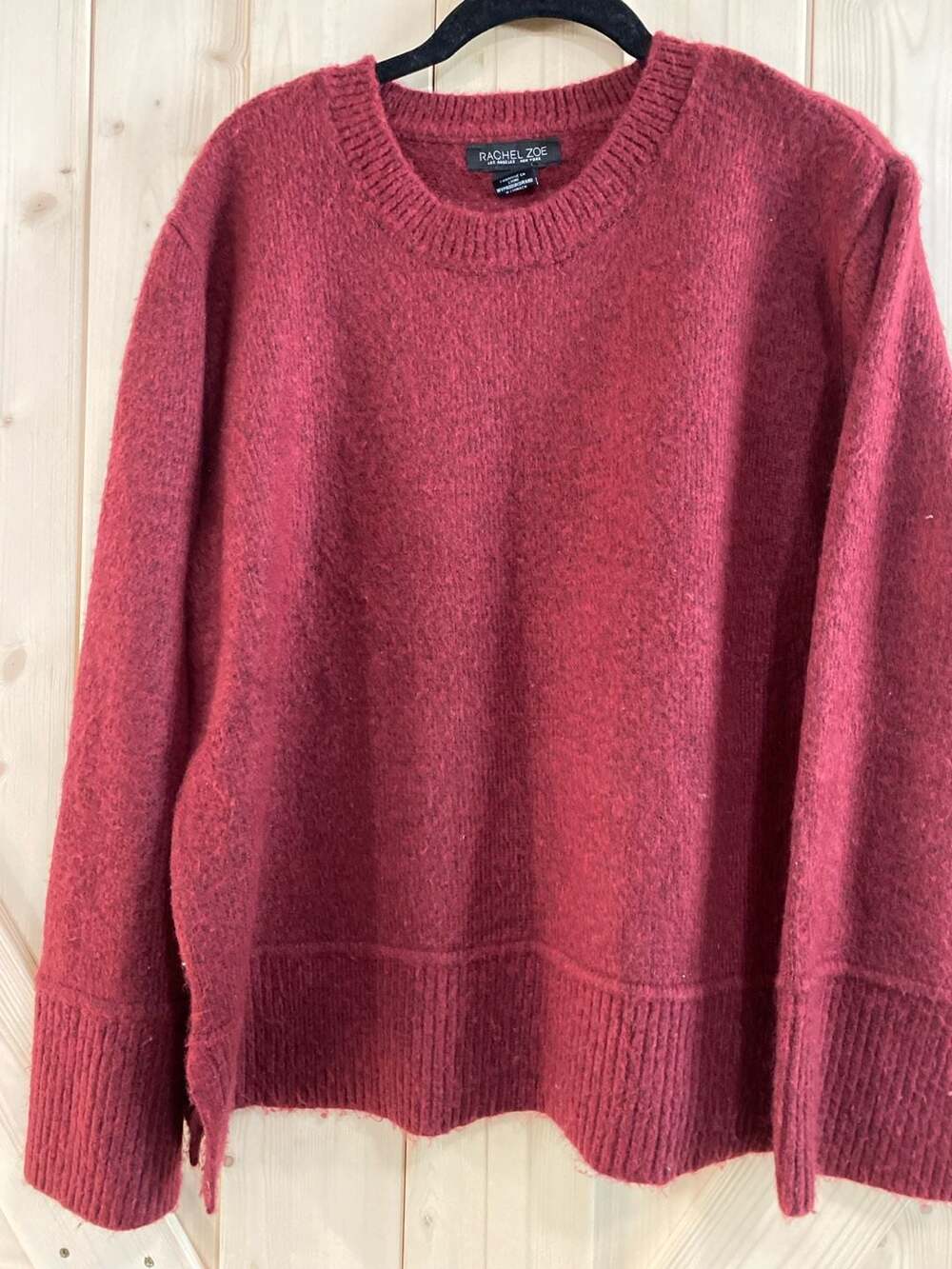 Rachel Zoe Crewneck Sweater Red Long Sleeve Knit Pullover XL